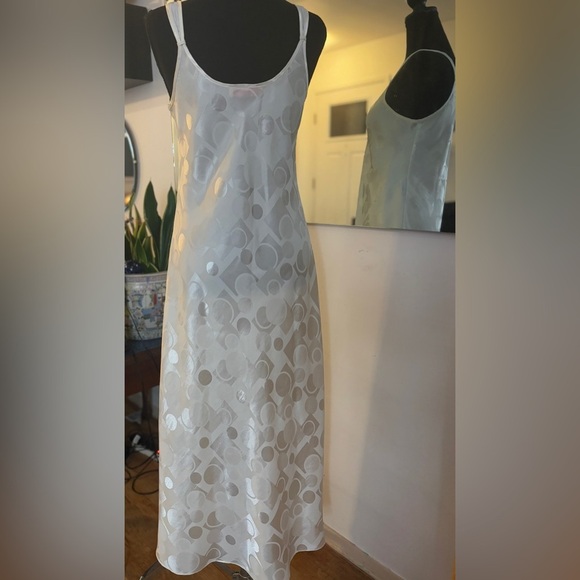 Vintage Oscar de la Renta Pink Label Flowy Midi Slip Dress Geometric Y2K Size M - Picture 3 of 5